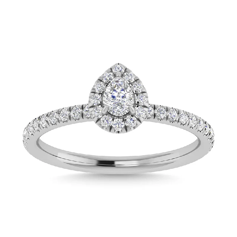 Ladies wedding rings classic elegance -Diamond 3/4 Ct.Tw. Pear Cut Engagement Ring in 14K White Gold