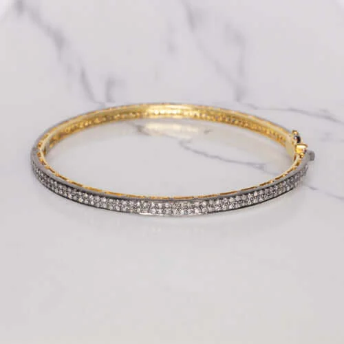 ladies-infinity-adjustable-cuff-bracelets-6.88ct NATURAL DIAMOND BANGLE BRACELET ROSE CUT PAVE RUSTIC MINIMALIST BLACK 7ct