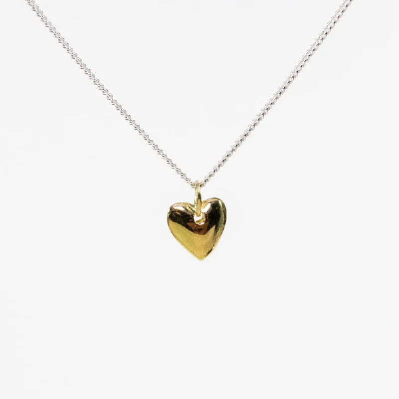 ladies-rose-gold-silver-necklaces-Gold Vermeil Heart Puff Necklace