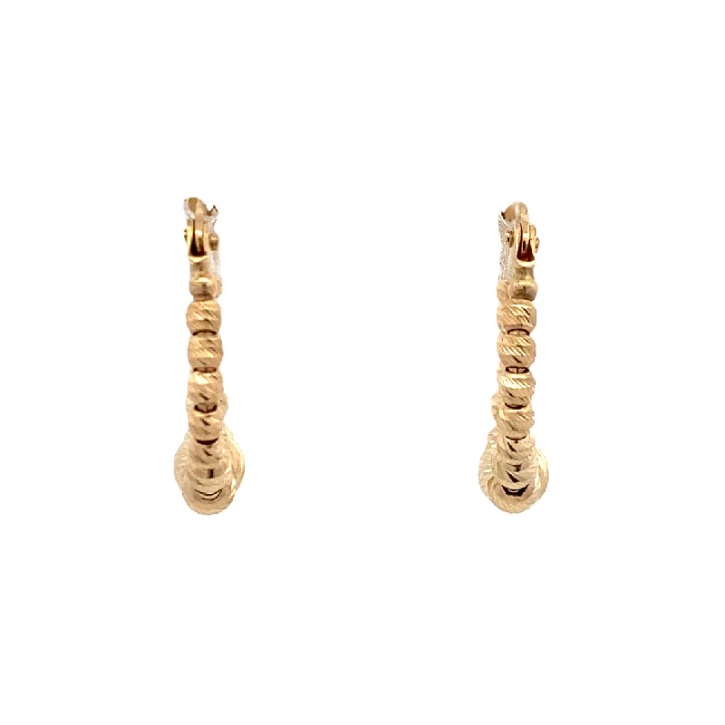 Ladies earrings arched shine -Graduated D/C Beads Earrings in Yellow Gold