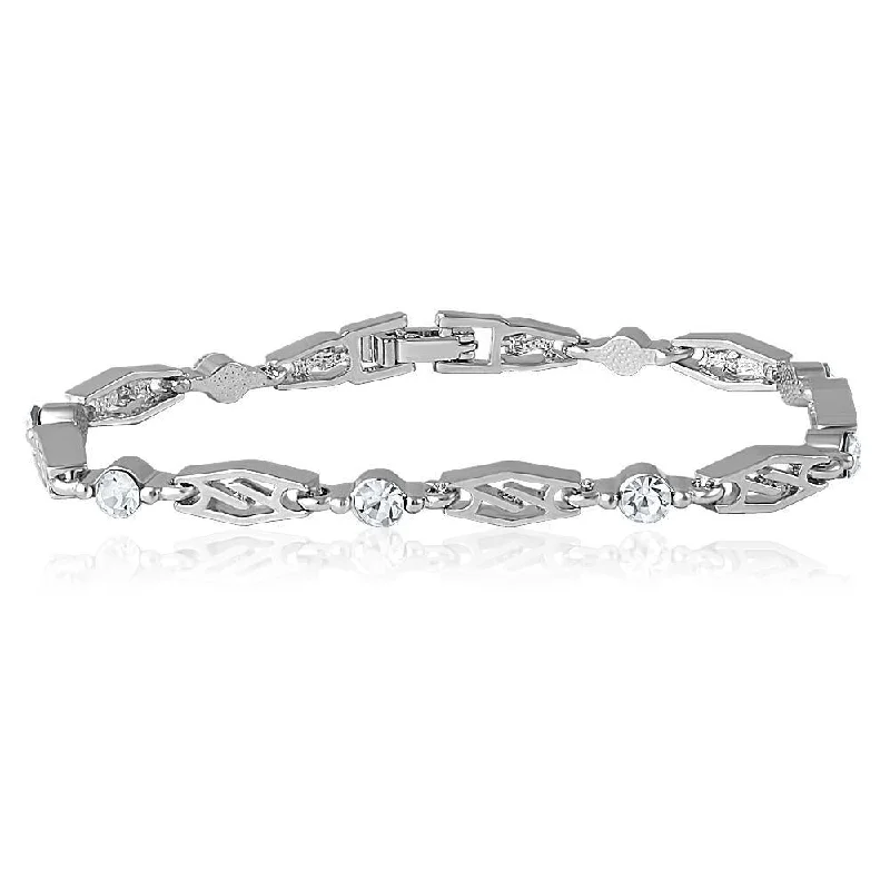 ladies-vintage-slider-bracelets-Mahi Rhodium Plated Cheerful Glam Bracelet With Crystal For Women