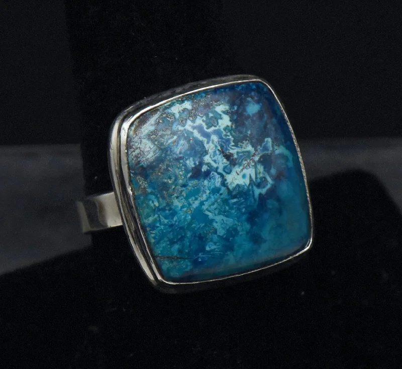 Ladies rings with prism shine -Vintage Handmade Shattuckite Sterling Silver Ring - Size 8.5