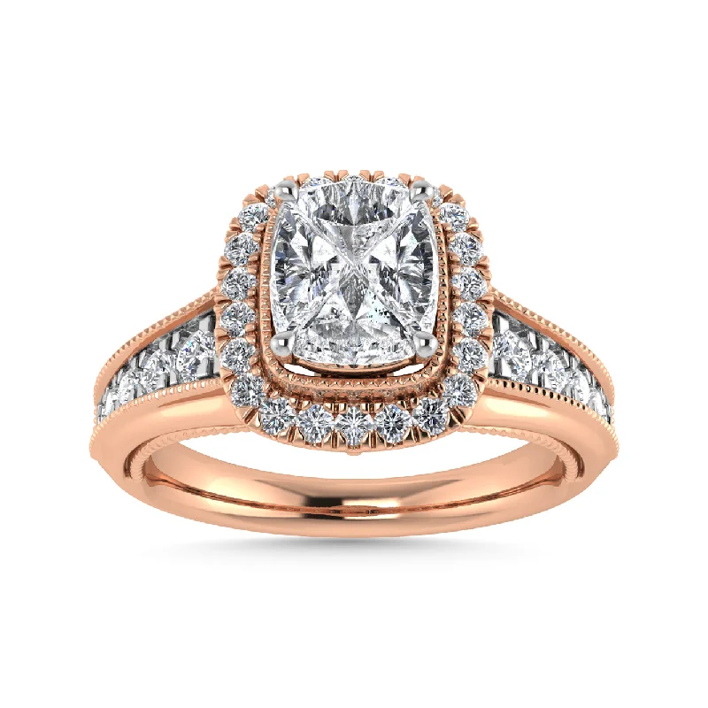 Ladies wedding rings platinum glow -Diamond 1 Ct.Tw. Engagement Ring in 14K Rose Gold