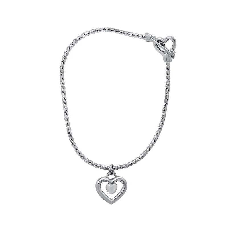 ladies-sterling-silver-wraparound-bracelets-Mahi Valentine Crystal Heart Rhodium Plated Bracelet For Women