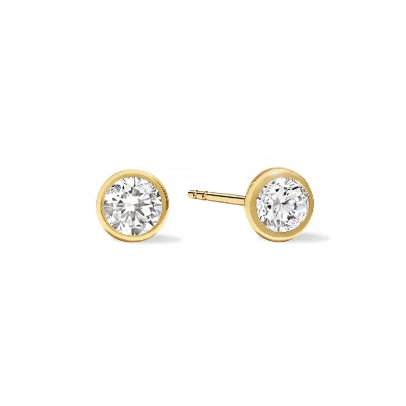 Ladies earrings for harvest vibes -Bezel Stud Earrings