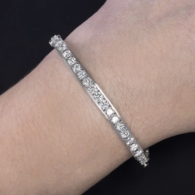 ladies-classic-leather-wrap-bracelets-VINTAGE DIAMOND BANGLE BRACELET 2.5 CARAT 14k WHITE GOLD CUFF RETRO MID CENTURY