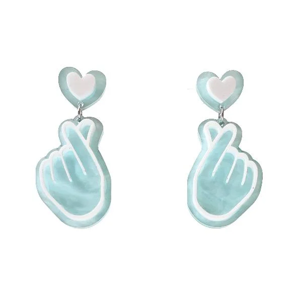 Ladies earrings with nebula drops -Blue Acrylic Earrings