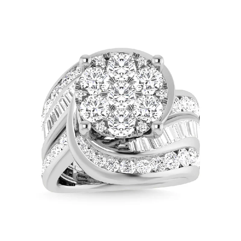 Ladies wedding rings for poet unions -Diamond 4 Ct.Tw. Cluster Engagement Ring in 10K White Gold