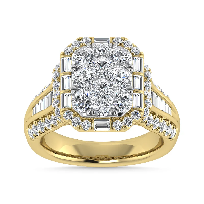 Ladies wedding rings for meadow ceremonies -Diamond 2 3/4 Ct.Tw. Engagement Ring in 14K Yellow Gold