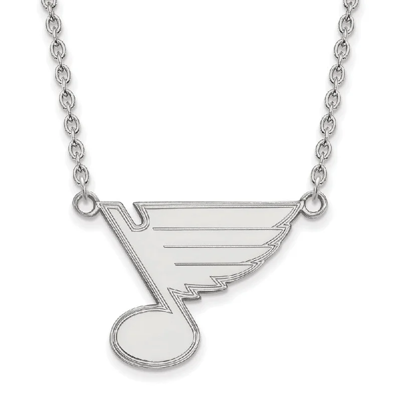 ladies-affordable-curb-chain-necklaces-Sterling Silver NHL St. Louis Blues Large Necklace, 18 Inch