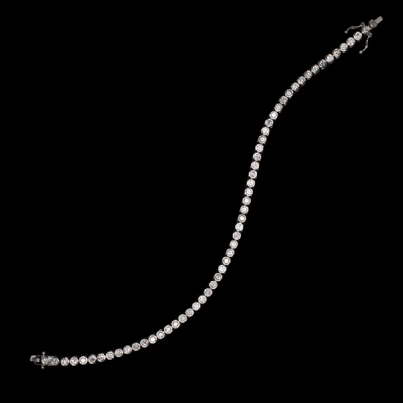 ladies-wedding-slider-bracelets-3 CARAT DIAMOND TENNIS BRACELET 14k WHITE GOLD BEZEL CLASSIC ROUND BRILLIANT CUT