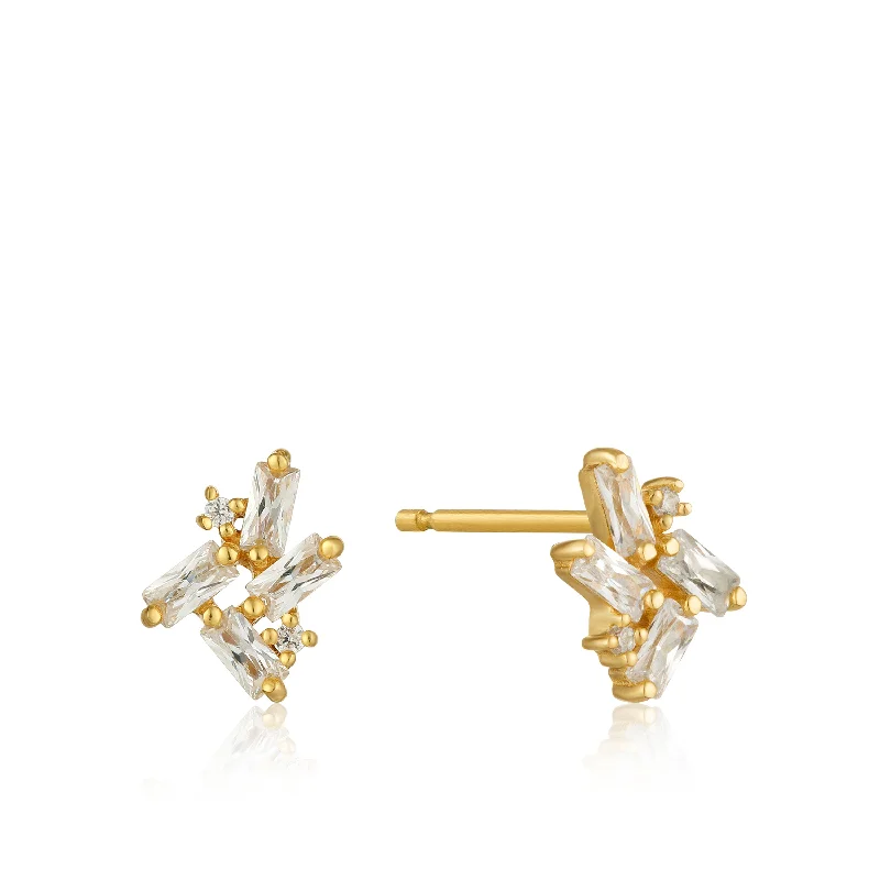 Ladies earrings with streak elegance -Glo Getter Cluster Earrings in Yellow Gold by Ania Haie