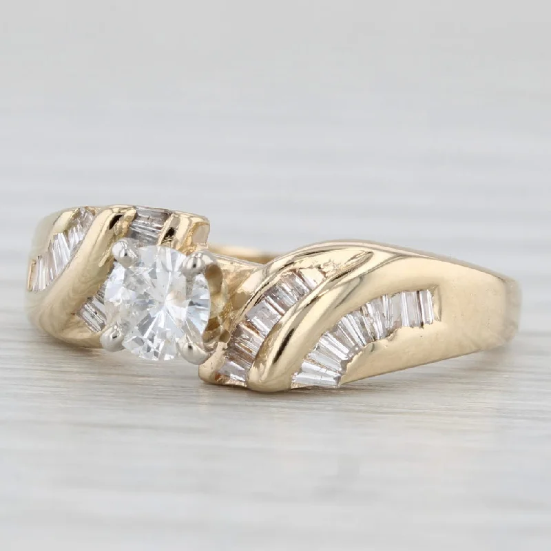 Ladies wedding rings for island weddings -0.64ctw Diamond Engagement Ring 14k Yellow Gold Size 5.75 Bypass