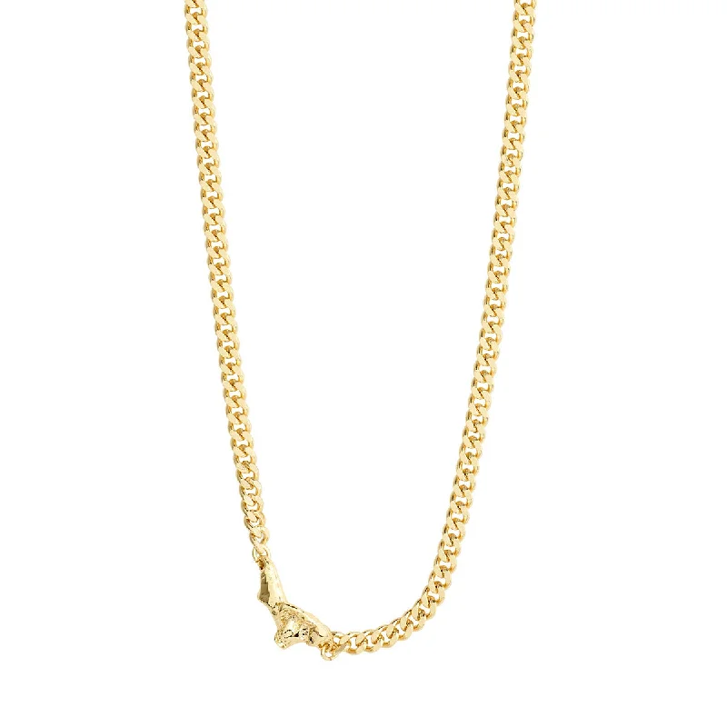 ladies-unique-box-chain-necklaces-Breathe Gold Plated Curb Chain Necklace