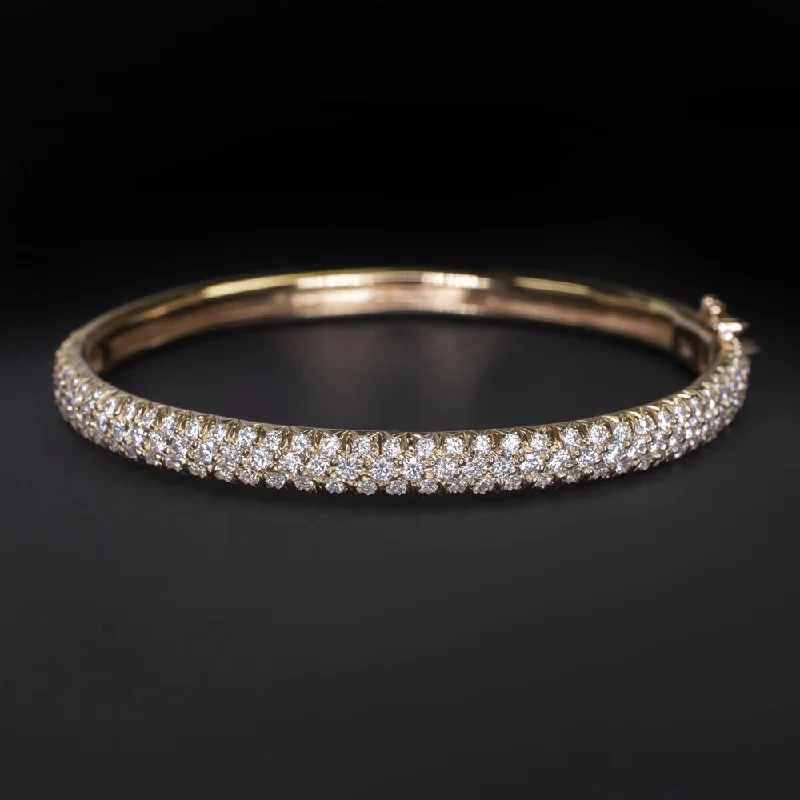 ladies-fashion-rigid-link-bracelets-3 CARAT DIAMOND PAVE BANGLE BRACELET 18k ROSE GOLD 19.8 GRAM NATURAL GIFT 3ct