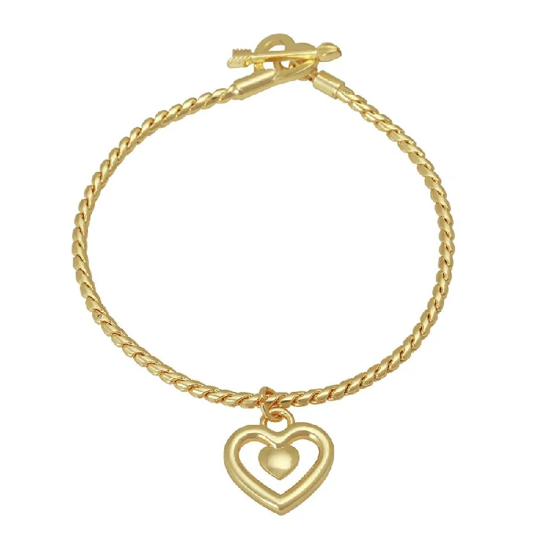 ladies-diamond-pearl-bracelets-Mahi Valentine Crystal Heart Gold Plated Bracelet For Women