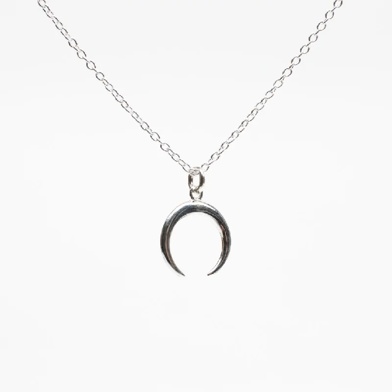 ladies-unique-crystal-necklaces-Small Silver Crescent Moon Necklace