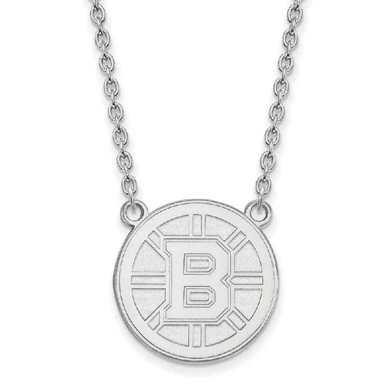 ladies-gift-box-chain-necklaces-14k White Gold NHL Boston Bruins Large Necklace, 18 Inch