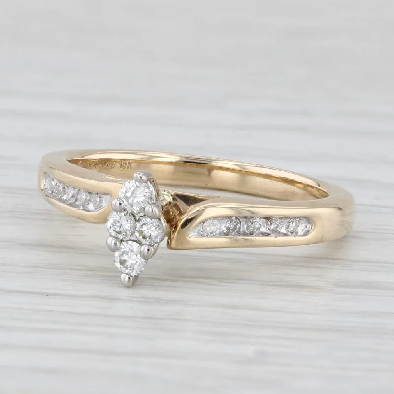 Ladies wedding rings with regal settings -0.18ctw Diamond Cluster Engagement Ring 10k Gold Size 6.75 Marquise Bypass