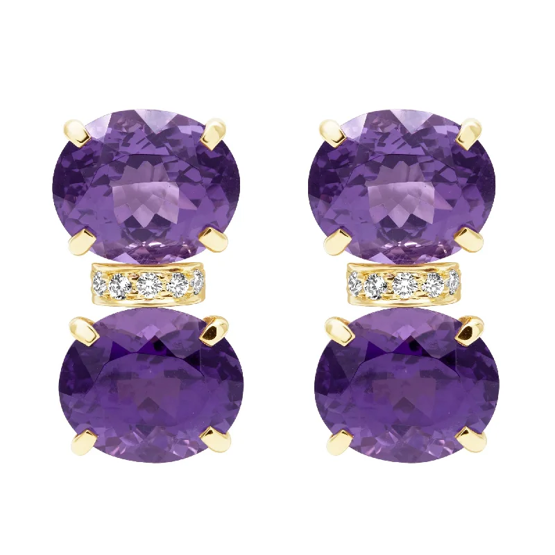 Ladies earrings with whale shine -Earrings - Amethyst And Diamond In 18k Gold