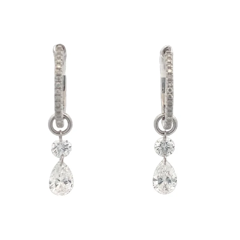 Ladies earrings with lime opal -LAB-Created Diamond Two Stone Earring Enhancers in White Gold