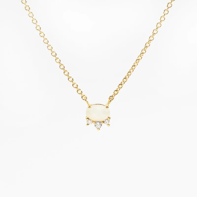 ladies-unique-box-chain-necklaces-Tiny Oval Rose-Cut Moonstone Gold Vermeil Necklace