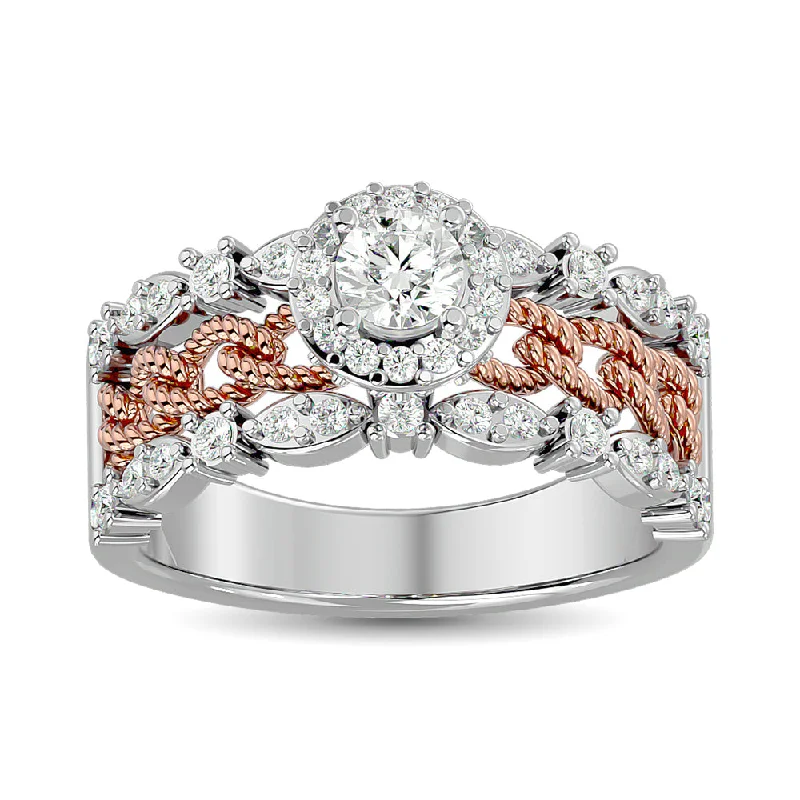 Ladies wedding rings with dawn sunstone -14K White Gold 1 Ct.Tw. Diamond Engagement Ring