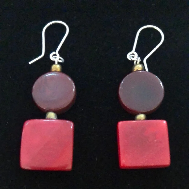 Ladies earrings quirky elegance -Tagua LUZ Earrings Dark Red