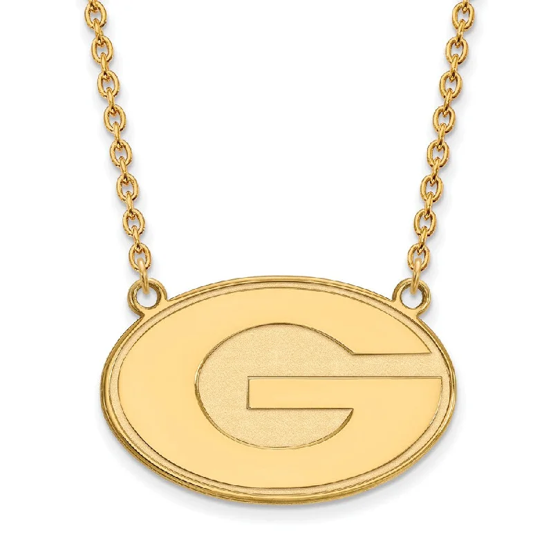 ladies-minimalist-multi-strand-necklaces-14k Gold Plated Silver U of Georgia Large 'G' Pendant Necklace