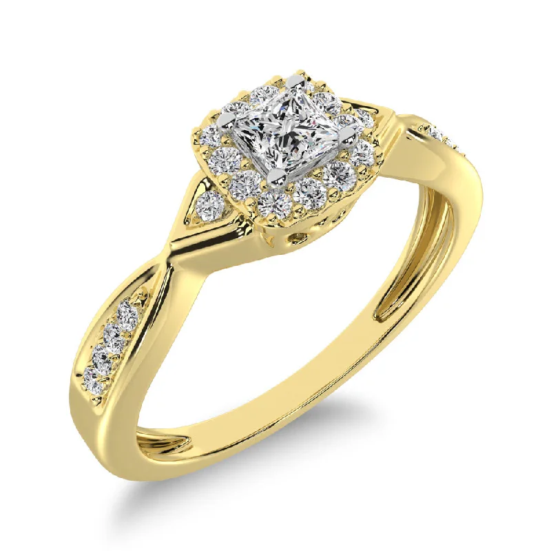 Ladies wedding rings edgy romance -10K Yellow Gold Princess Cut Diamond 1/5 Ct.Tw. Engagement Ring