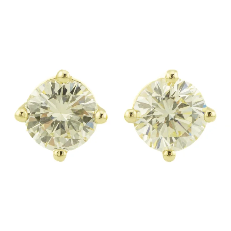 Ladies earrings with lemon opal -1.05ctw Round Diamond Solitaire Stud Earrings in 14K Yellow Gold