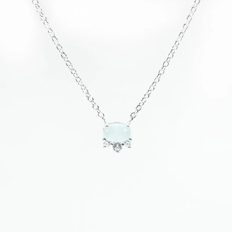 ladies-star-multi-strand-necklaces-Tiny Oval Rose-Cut Aquamarine Silver Necklace