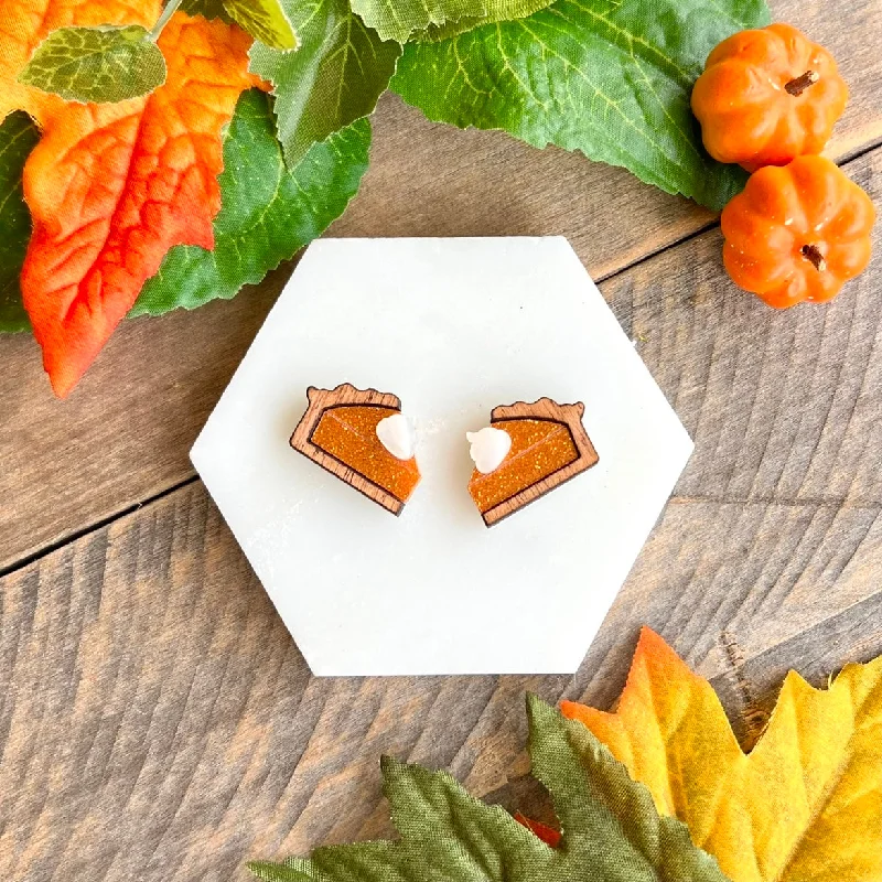 Ladies earrings for young siblings -Pumpkin Pie Stud Earrings