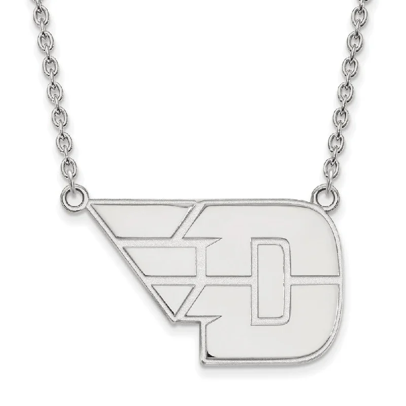 ladies-ethnic-curb-chain-necklaces-Sterling Silver U of Dayton Large Pendant Necklace