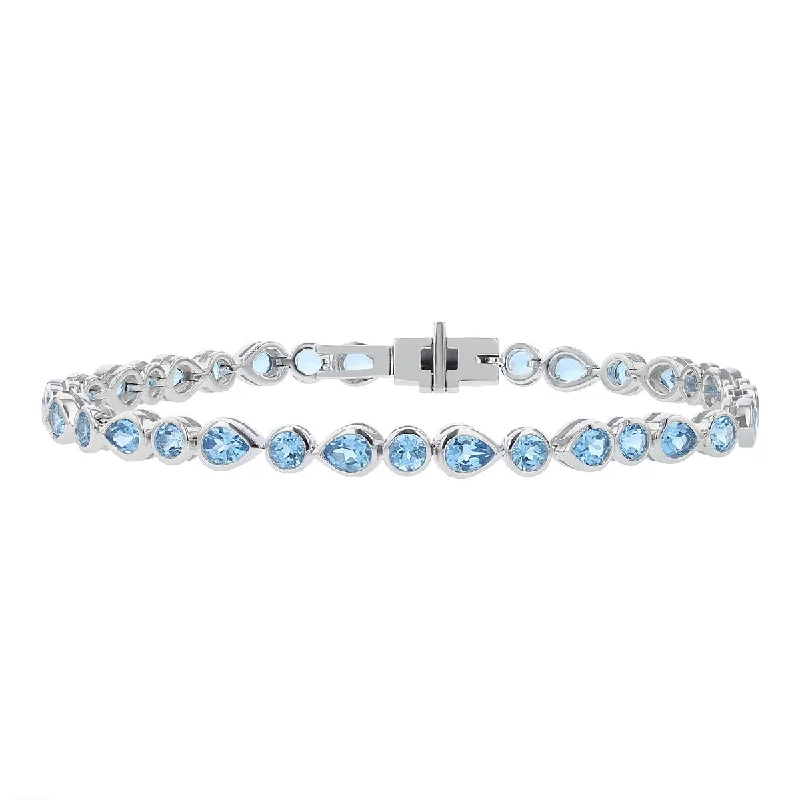 ladies-pearl-silver-bracelets-Blue Topaz 14K White Gold Bracelet