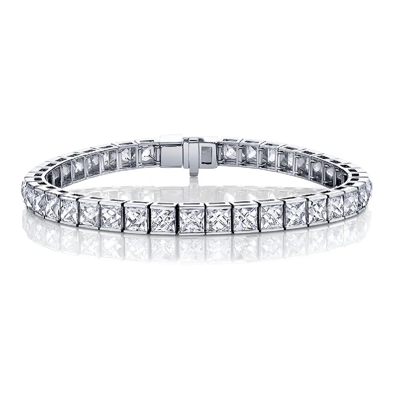 ladies-cross-wraparound-bracelets-Square French-cut Diamond Tennis Bracelet