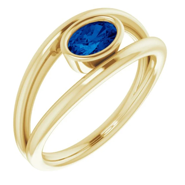 Ladies rings for trade charm -14K Yellow Natural Blue Sapphire Ring