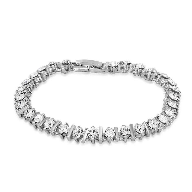 ladies-modern-leather-wrap-bracelets-Mahi Rhodium Plated Limelight Beauty Bracelet With Crystals For Women