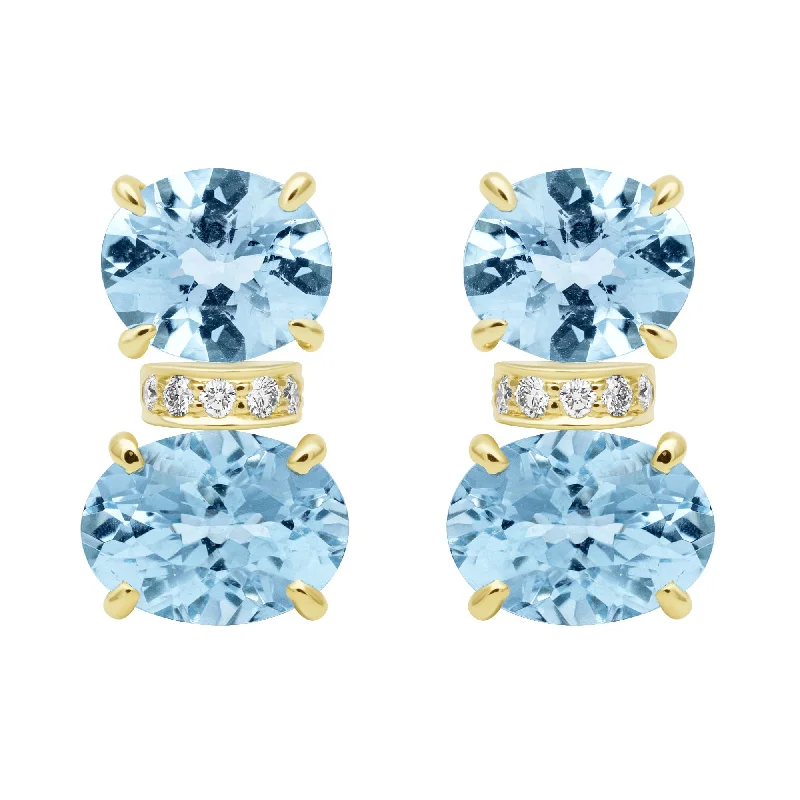 Ladies earrings with chest charms -Earrings - Blue Topaz And Diamond