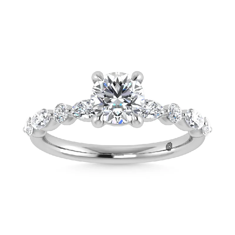 Ladies wedding rings with monogram bands -14K White Gold Lab Grown Diamond 1 1/3 Ct.Tw. Engagement Ring (Center 1 ct)