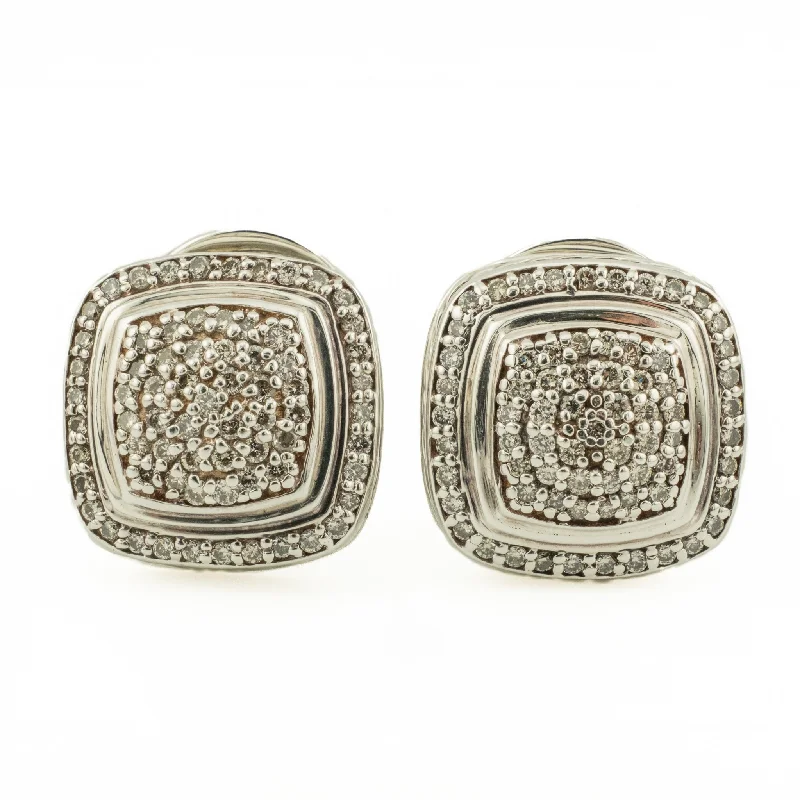 Ladies earrings creative flair -David Yurman Albion Pave Diamond Stud Earrings in Sterling Silver and 18K Yellow Gold