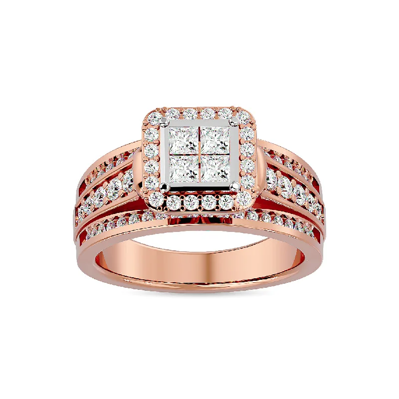 Ladies wedding rings with cub brilliance -Diamond Engagement Ring 7/8 ct tw in 10K Rose Gold