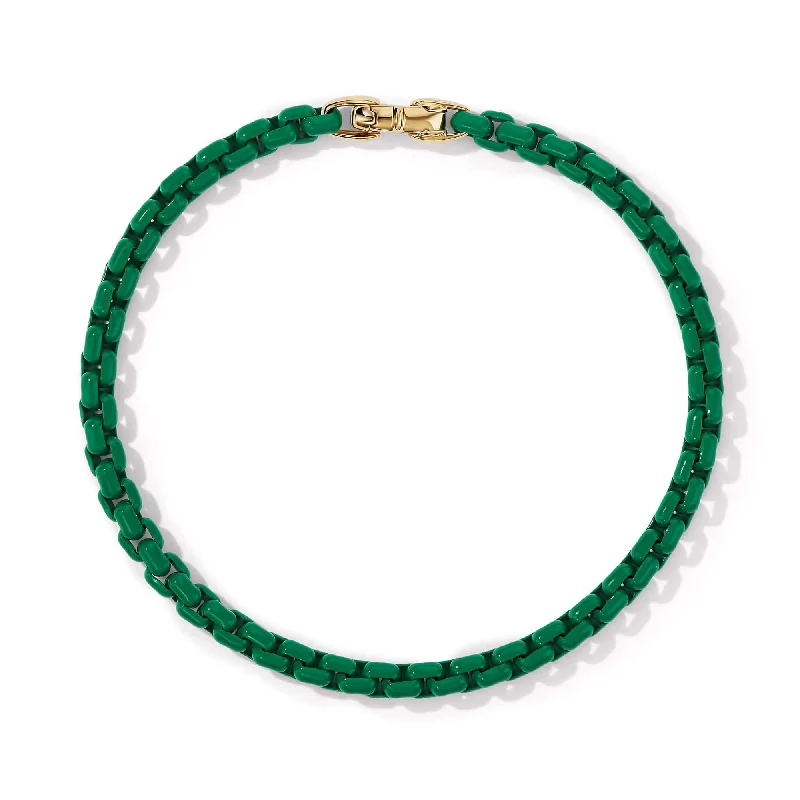 ladies-silver-pearl-bracelets-DY Bel Aire Chain Bracelet in Emerald Green with 14K Yellow Gold Accent