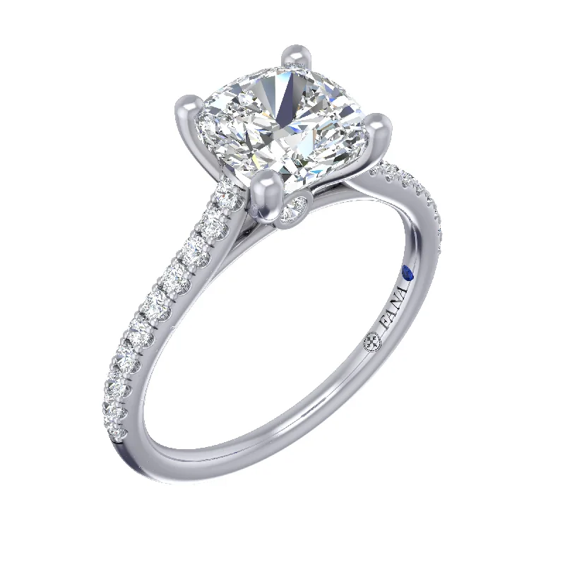 Ladies wedding rings fine brilliance -Diamond Lined Cathedral Band Engagement Ring