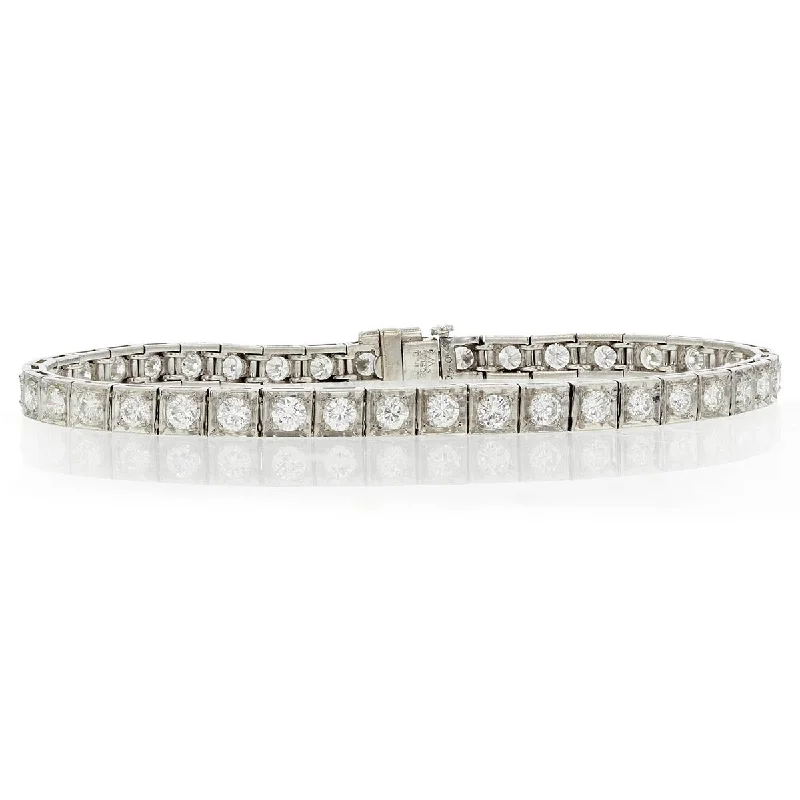 ladies-artisan-wraparound-bracelets-PLATINUM 40 ROUND DIAMONDS=3.20CT TENNIS 7" BRACELET