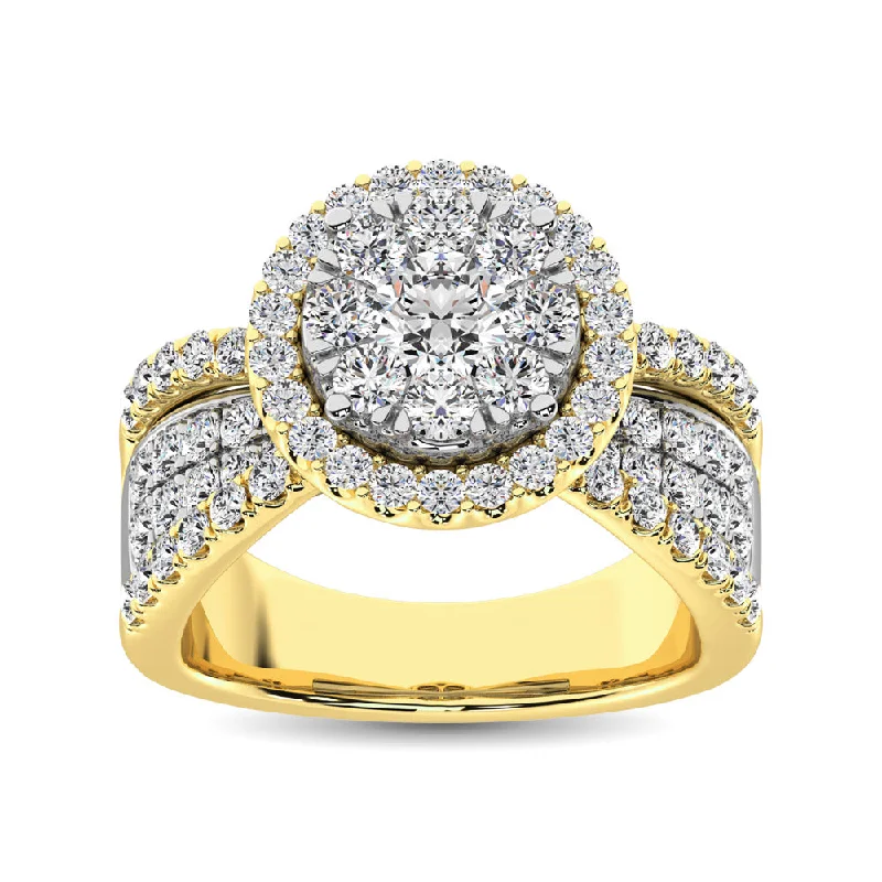 Ladies wedding rings hand-forged vows -Diamond 1 Ct.Tw. Engagement Ring in 14K Two Tone Gold