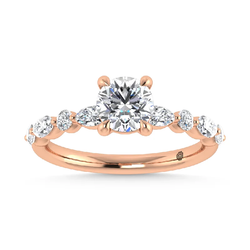 Ladies wedding rings with harmony settings -14K Rose Gold Lab Grown Diamond 1 1/3 Ct.Tw. Engagement Ring (Center 1 ct)