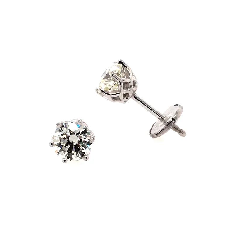 Ladies earrings for travel elegance -1.0 CTW Diamond Stud Earrings in White Gold  "Best Collection" by B&C