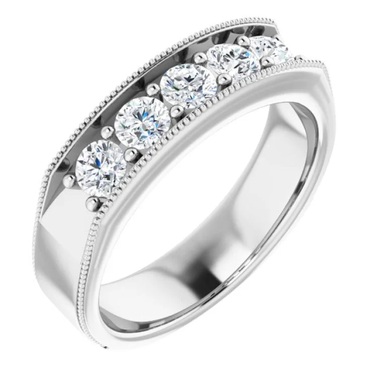 Ladies rings for daily wear -14K White 1 CTW Natural Diamond Ring