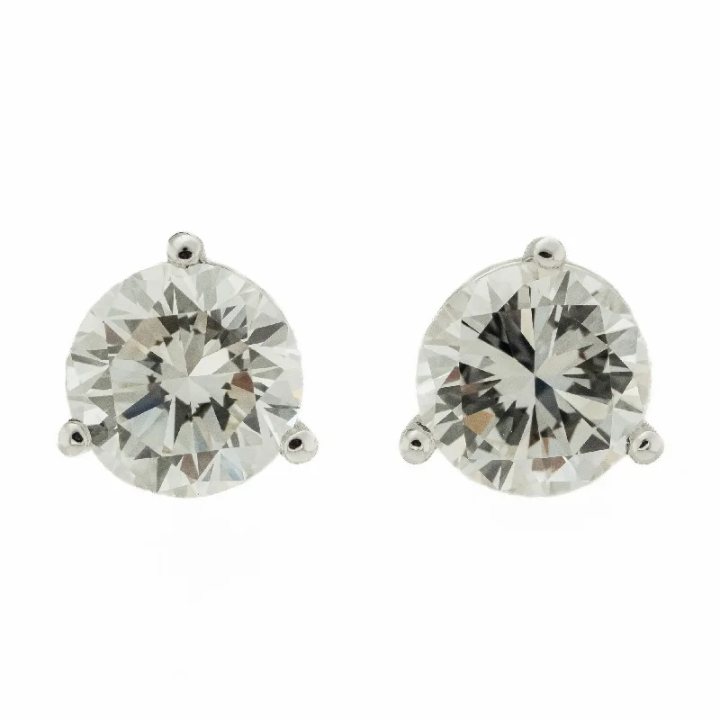 Ladies earrings thick elegance -2.00ctw Round Diamond Solitaire Stud Earrings in 14K White Gold